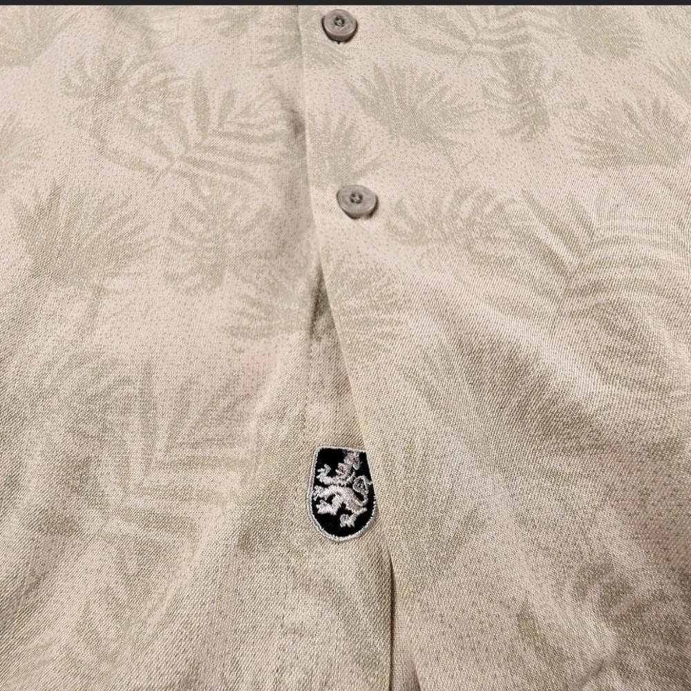 Nat Nast Silk CottonMen's Gray Palm Trees Hawiian Short Sleeve Button‎ Up XL - Picture 4 of 5